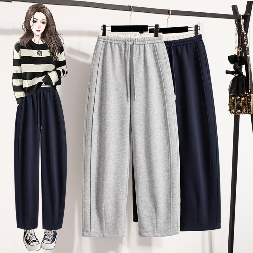 Winter Clothing For Plus Size Women - Pantalones informales de cintura alta empalmados,