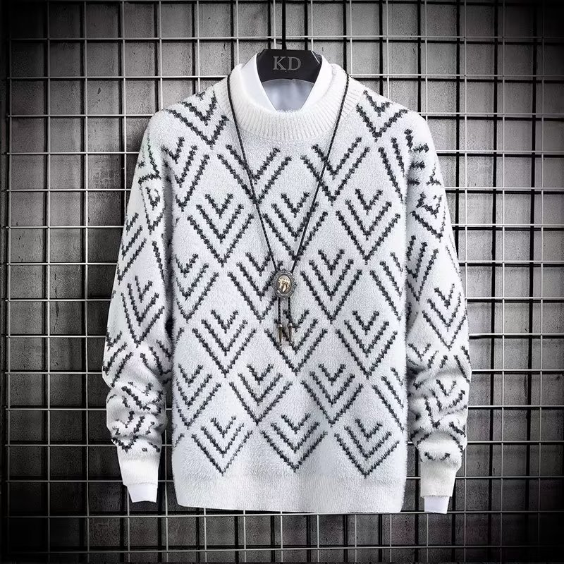 Winter Clothing Men Style - Suéter de punto de bloque de