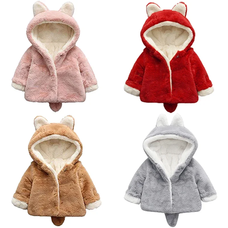 Winter Clothing Toddler Girl - Chaqueta de felpa con orejas de
