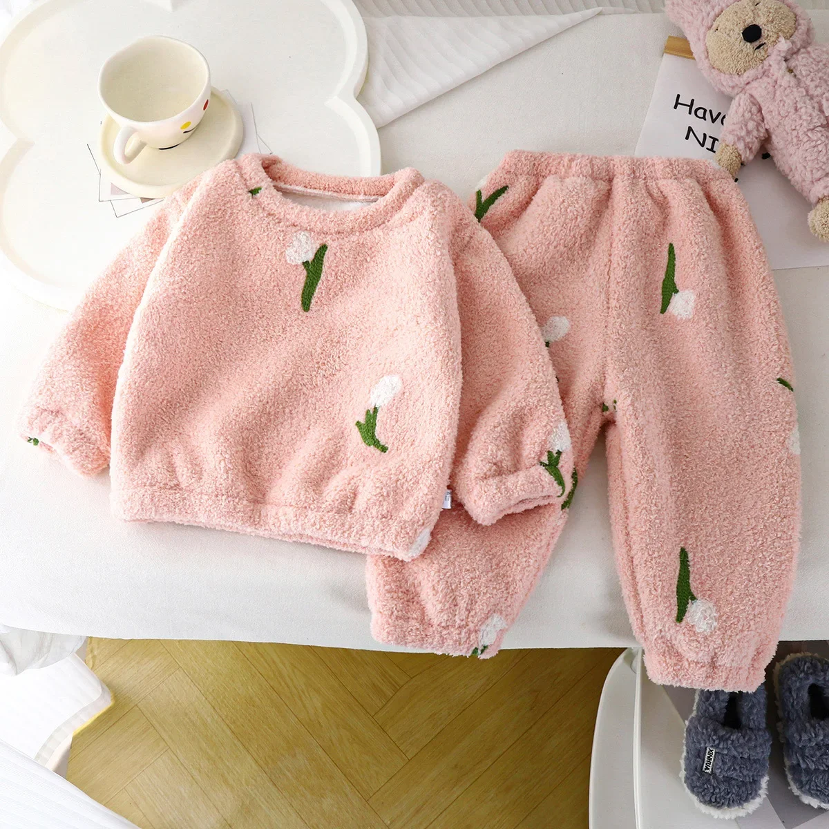 Pijamas gruesos de lana cálida - Winter Clothing Toddler Girl reseña y precio